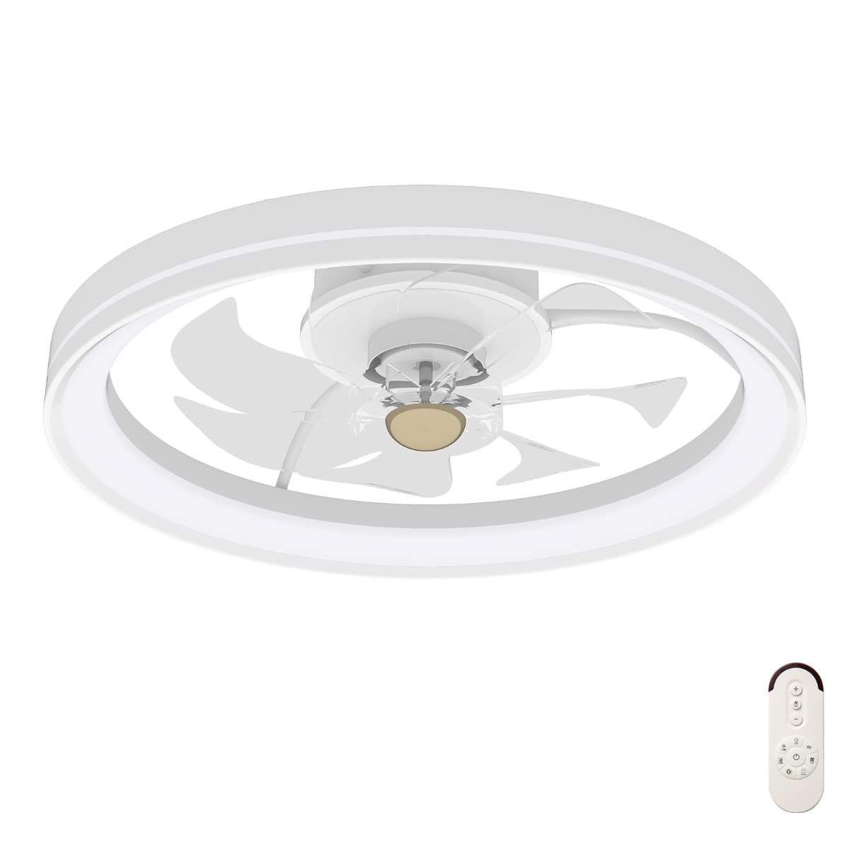 CostwayVentilateur de Plafond Ø48 Cm avec Éclairage Ventilateur Réversible Lampe de Plafond Led 3000-6500k Dimmable avec 6 Vitesses de Vent Blanc
