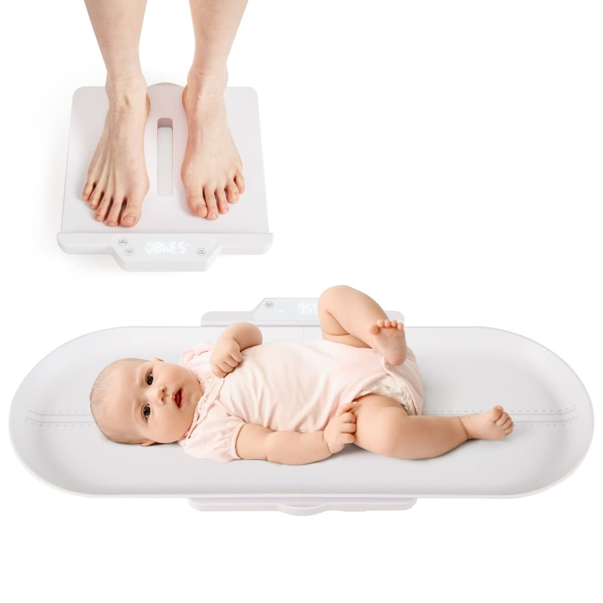 CostwayBalance Bébé Intelligente pour Nourrisson avec Plateau Amovible Contrôle via Application 5 Unités pour Mesure du Poids/Taille Charge 150kg