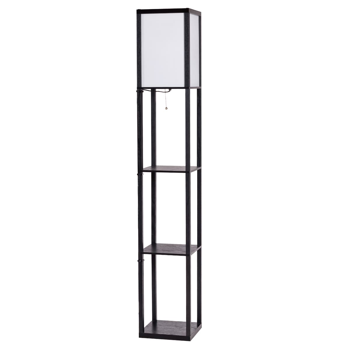 CostwayLampadaire avec 3 Niveaux Etagère pour Stockage Noir Design Scandinave Lampe sur Pied pour Chambre et Salon (Ampoule non inclus) 220-240V 40W
